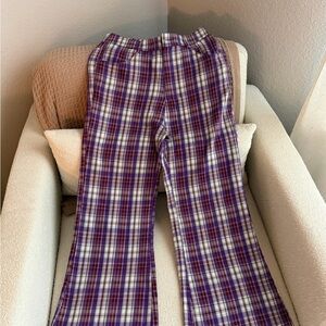 Purple Plaid Flannel Dress Pants